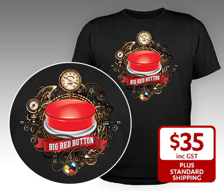 Big Red Button Steampunk T-Shirt product image